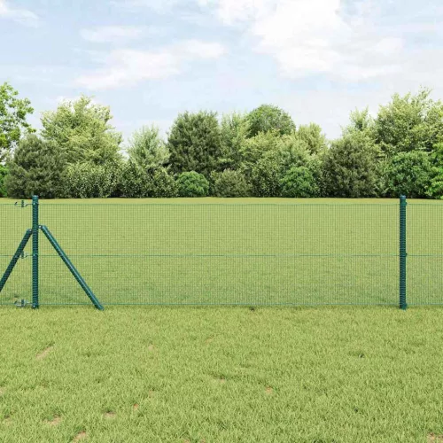 vidaXL Kerítés oszlopokkal Zöld 0.6 x 100 m Acél