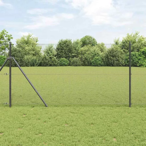 vidaXL Kerítés oszlopokkal Szürke 1 x 10 m Acél