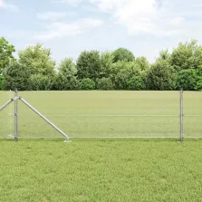   vidaXL Tüskés Beépített Hegesztett Hálós Kerítés Acél Ezüst Háló