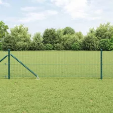   vidaXL Tüskés Beépített Hegesztett Hálós Kerítés Acél és PVC Zöld Háló