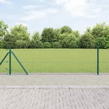   vidaXL Kerítésoszlop Zöld 50 x 0,4 m (19 x 19 mm rács) Acél és PVC