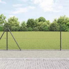   vidaXL Kerítésoszlop Szürke 25 x 0,8 m (16 x 16 mm háló) Acél és PVC