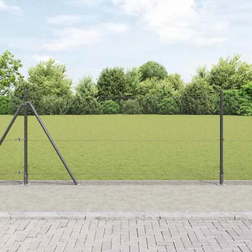 vidaXL Kerítésoszlop Szürke 25 x 0,8 m (16 x 16 mm háló) Acél és PVC