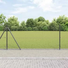   vidaXL Kerítésoszlop Szürke 25 x 0,8 m (19 x 19 mm háló) Acél és PVC