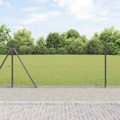 vidaXL Kerítésoszlop Szürke 25 x 0,8 m (19 x 19 mm háló) Acél és PVC