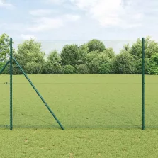   vidaXL Kerítés oszlopokkal Zöld 1.5 x 10 m PVC-bevonatos acél