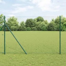   vidaXL Kerítés oszlopokkal Zöld 1.5 x 10 m PVC-bevonatos acél