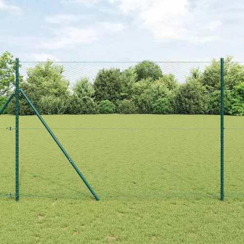 vidaXL Kerítés oszlopokkal Zöld 1.6 x 25 m PVC-bevonatos acél