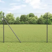   vidaXL Kerítés oszlopokkal Szürke 1.5 x 25 m PVC-bevonatos acél