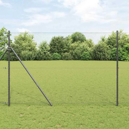 vidaXL Kerítés oszlopokkal Szürke 1.5 x 25 m PVC-bevonatos acél