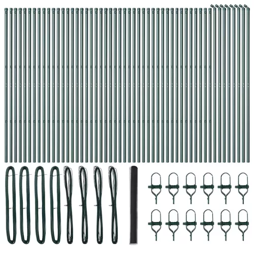 vidaXL Kerítés oszlopokkal Szürke 1.5 x 100 m PVC-bevonatos acél