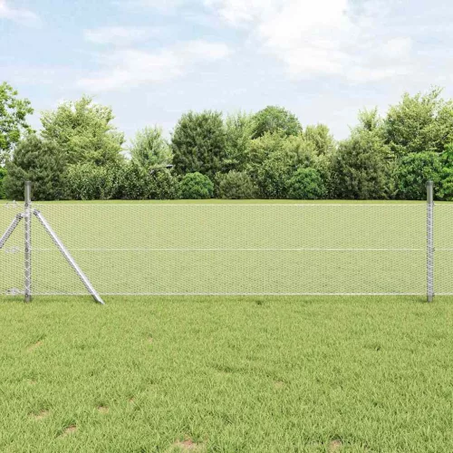 vidaXL Kerítés oszlopokkal Ezüst 0,4 x 10 m PVC-bevonatos acél