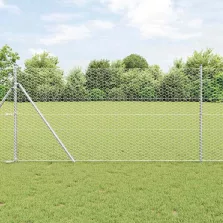   vidaXL Kerítés oszlopokkal Ezüst 1.2 x 25 m PVC-bevonatos acél