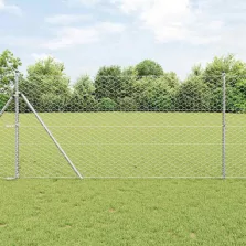   vidaXL Kerítés oszlopokkal Ezüst 1.4 x 25 m PVC-bevonatos acél