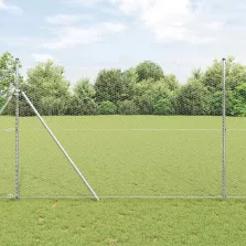   vidaXL Kerítés oszlopokkal Ezüst 1.5 x 25 m PVC-bevonatos acél
