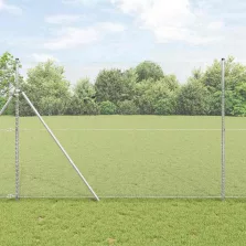   vidaXL Kerítés oszlopokkal Ezüst 1.5 x 50 m PVC-bevonatos acél