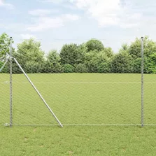   vidaXL Kerítés oszlopokkal Ezüst 1.6 x 50 m PVC-bevonatos acél
