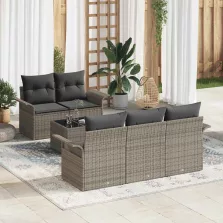   vidaXL Kerti Kanapé Szett párnával 6 pcs Szürke 55 x 55 x 37 cm
