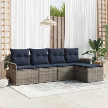   vidaXL Kerti Kanapé Szett tárolóval 5 pcs Szürke polirattan