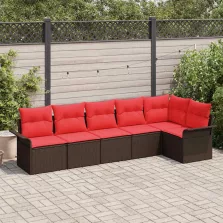   vidaXL Kerti Kanapé Szett tárolóval 6 pcs Barna polirattan
