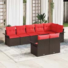   vidaXL Kerti Kanapé Szett tárolóval 8 pcs Barna polirattan