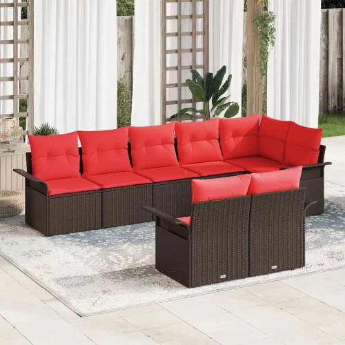 vidaXL Kerti Kanapé Szett tárolóval 8 pcs Barna polirattan