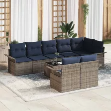   vidaXL Kerti Kanapé Szett tárolóval 9 pcs Szürke polirattan