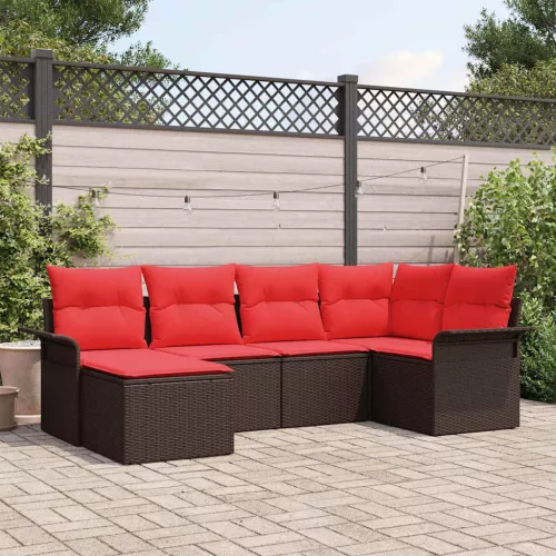 vidaXL Kerti Kanapé Szett tárolóval 6 pcs Barna polirattan