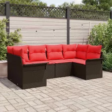   vidaXL Kerti Kanapé Szett tárolóval 6 pcs Barna Poli rattan