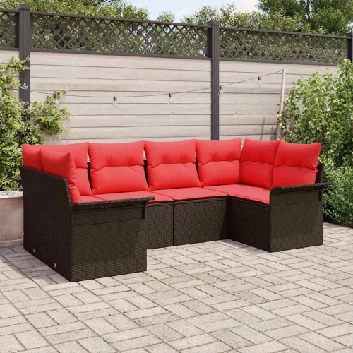 vidaXL Kerti Kanapé Szett tárolóval 6 pcs Barna Poli rattan