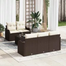   vidaXL Kerti Kanapé Szett párnával 6 pcs Barna és Krém 55 x 55 x 37 cm