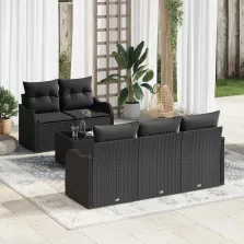   vidaXL Kerti Kanapé Szett párnával 6 pcs Fekete 55 x 55 x 37 cm