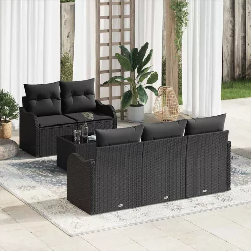vidaXL Kerti Kanapé Szett párnával 6 pcs Fekete 55 x 55 x 37 cm