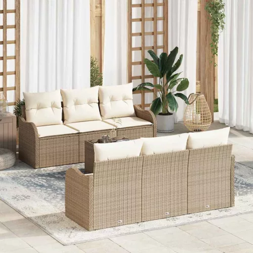 vidaXL Kerti Kanapé Szett párnával 7 pcs Beige és krém 55 x 55 x 37 cm