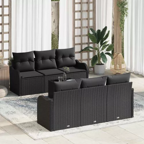 vidaXL Kerti Kanapé Szett párnával 7 pcs Fekete 55 x 55 x 37 cm