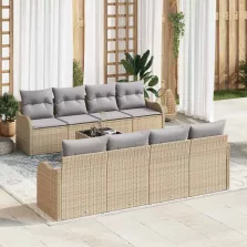  vidaXL Kerti Kanapé Szett párnával tárolóval 9 pcs Barna és szürke