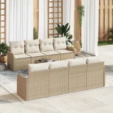   vidaXL Kerti Kanapé Szett párnával 9 pcs Beige és krém 55 x 55 x 37 cm
