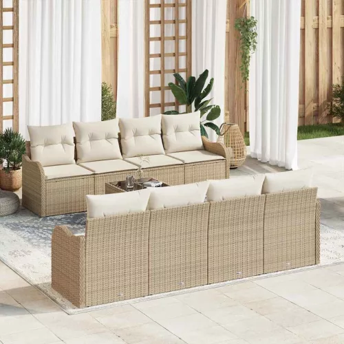 vidaXL Kerti Kanapé Szett párnával 9 pcs Beige és krém 55 x 55 x 37 cm