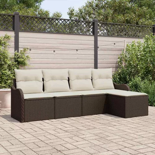 vidaXL Kerti Kanapé Szett párnával tárolóval 5 pcs Barna Poli rattan