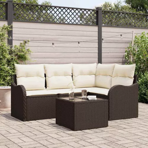 vidaXL Kerti Kanapé Szett párnával tárolóval 5 pcs Szürke Poli rattan
