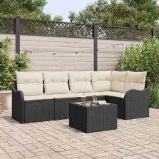   vidaXL Kerti Kanapé Szett párnával tárolóval 6 pcs Barna Poli rattan
