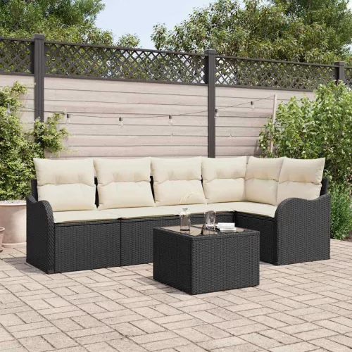 vidaXL Kerti Kanapé Szett párnával tárolóval 6 pcs Barna Poli rattan