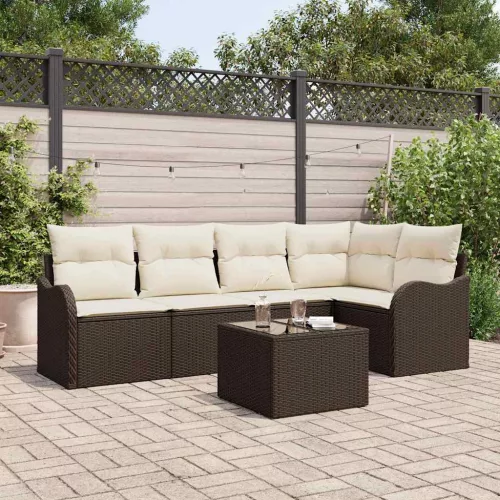 vidaXL Kerti Kanapé Szett párnával tárolóval 6 pcs Szürke Poli rattan