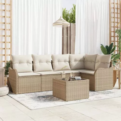 vidaXL Kerti Kanapé Szett párnával tárolóval 6 pcs Barna Poli rattan