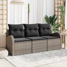   vidaXL Kerti Kanapé Szett párnával 3 pcs Szürke Poli rattan