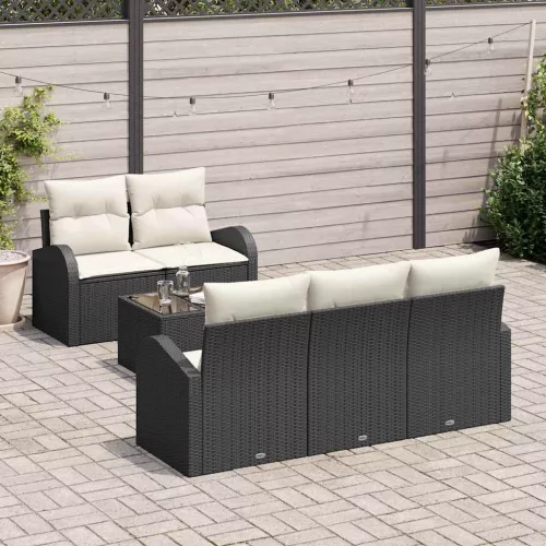 vidaXL Kerti Kanapé Szett 6 pcs Fekete és Krém 55 x 55 x 37 cm