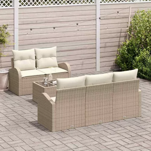 vidaXL Kerti Kanapé Szett párnával 6 pcs Beige és krém 55 x 55 x 37 cm