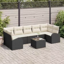   vidaXL Kerti Kanapé Szett 8 pcs Fekete és Krém 55 x 55 x 37 cm