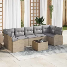   vidaXL Kerti Kanapé Szett 8 pcs Barna és szürke 55 x 55 x 37 cm