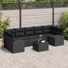   vidaXL Kerti Kanapé Szett párnával 8 pcs Fekete 55 x 55 x 37 cm